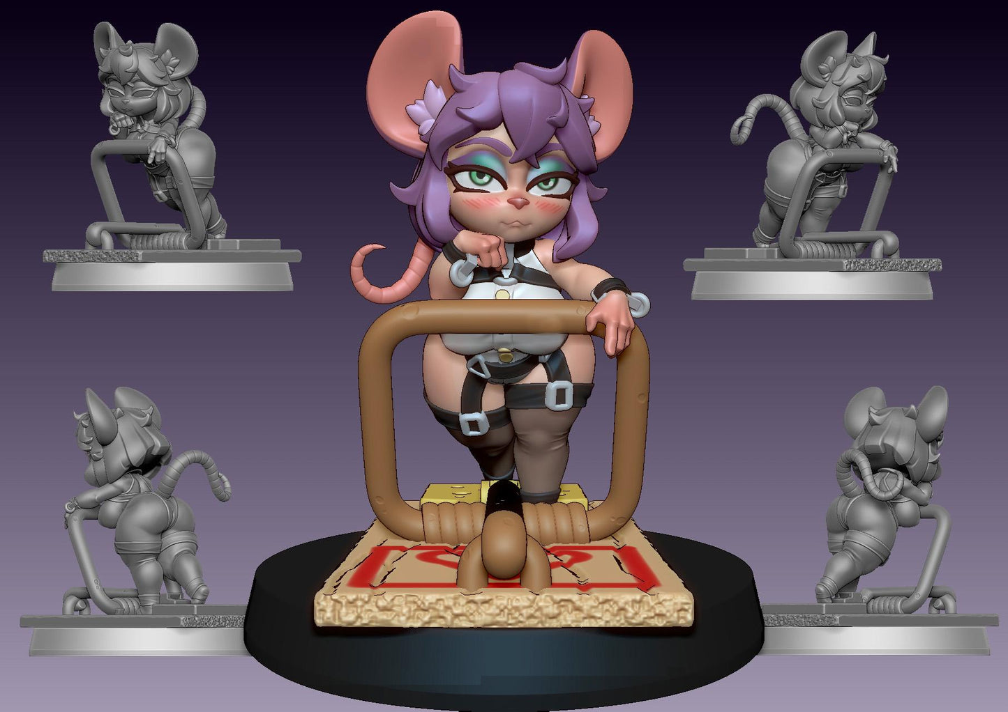 Spring Trap Mouse Girl Miniature - by Jigglystix
