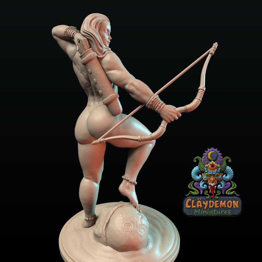Flavia the Archer Woman Miniature - by Claydemon Miniatures