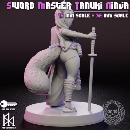 Sword Master Tanuki Ninja Miniature - by Jigglystix