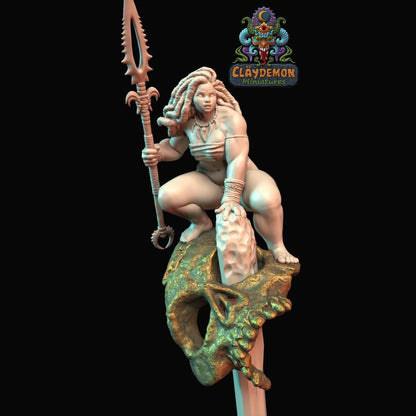 Kanake the Island Warrior Woman Miniature - by Claydemon Miniatures