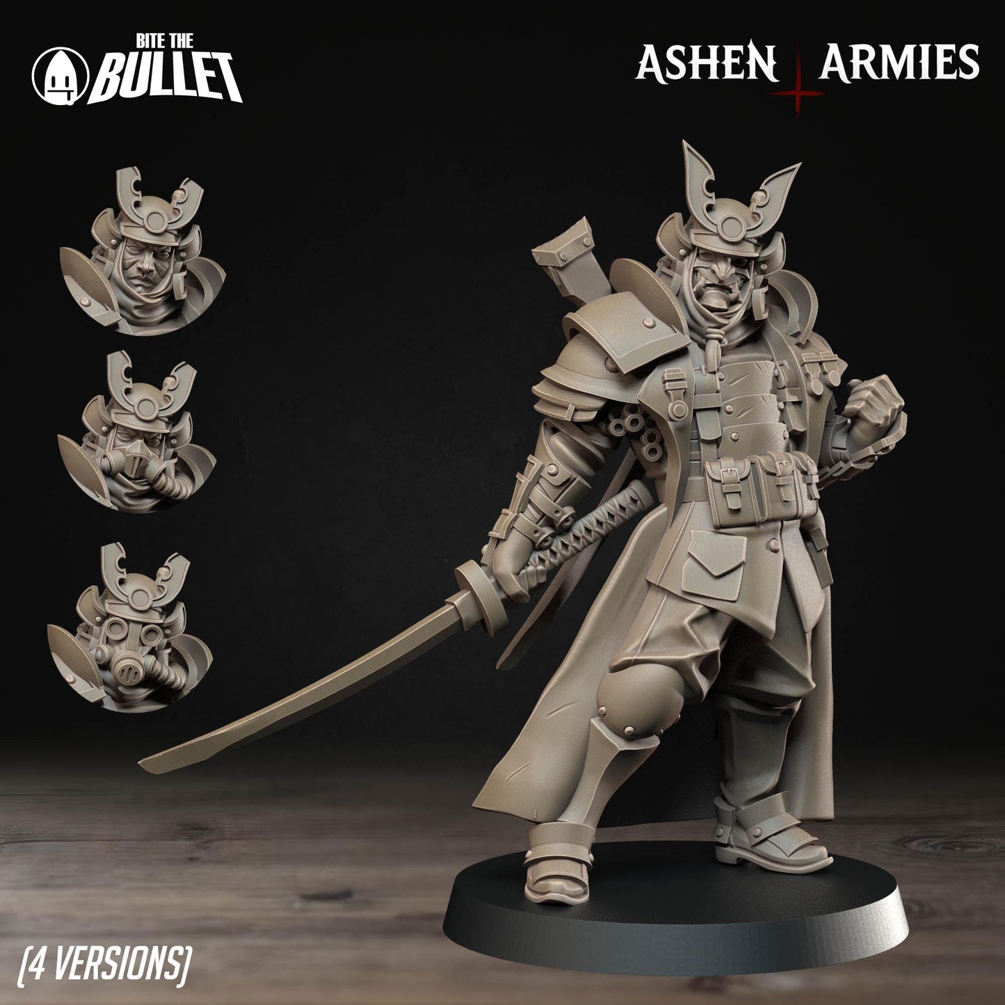 Holy Shogunate Lieutenant Miniature - Ashen Armies by Bite the Bullet
