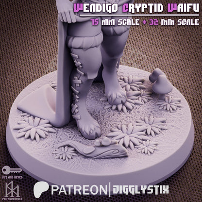 Wendigo Cryptid Waifu Miniature - by Jigglystix