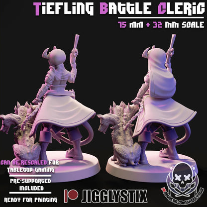 Tiefling Battle Cleric Miniature - by Jigglystix