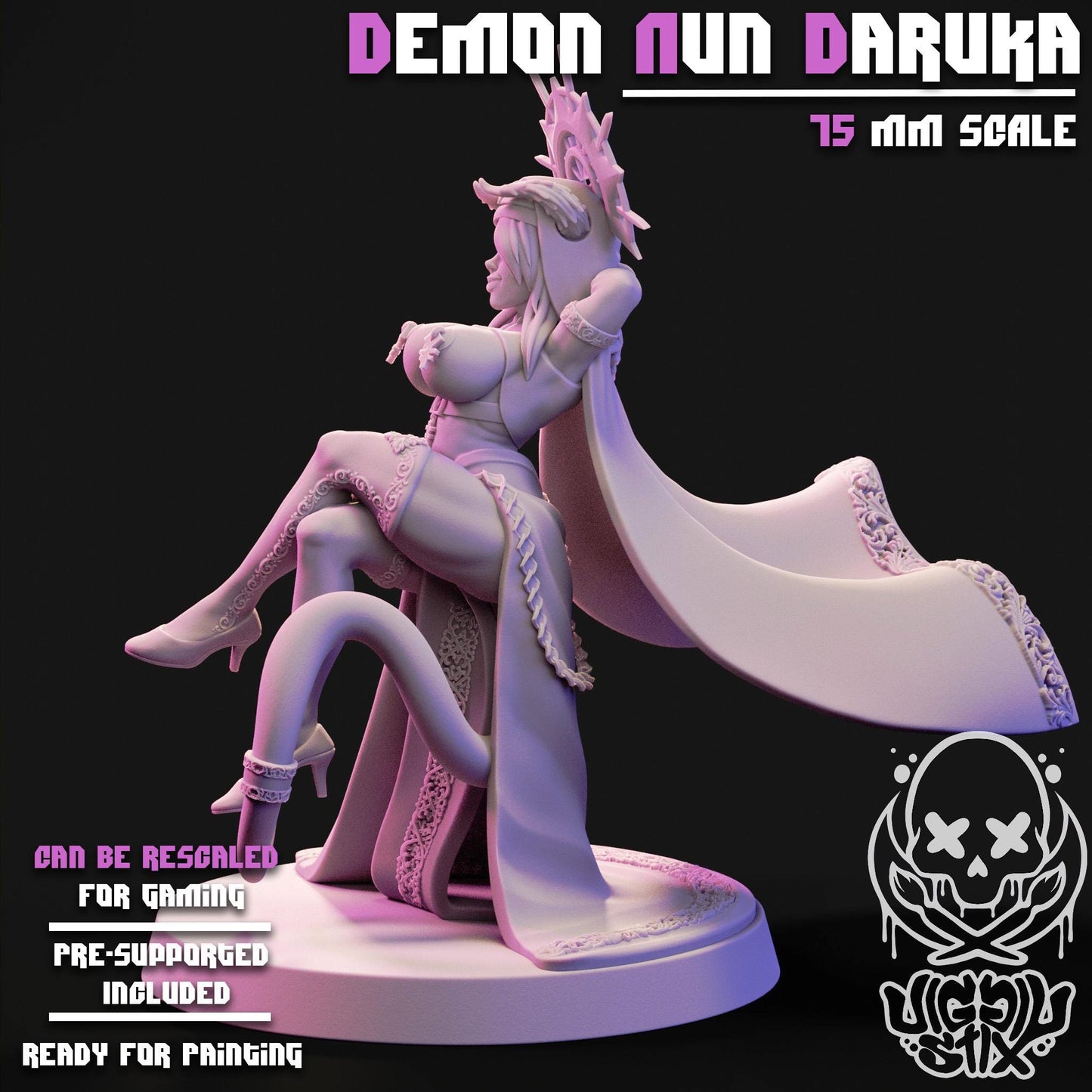 Demon Nun Daruka Miniature - by Jigglystix