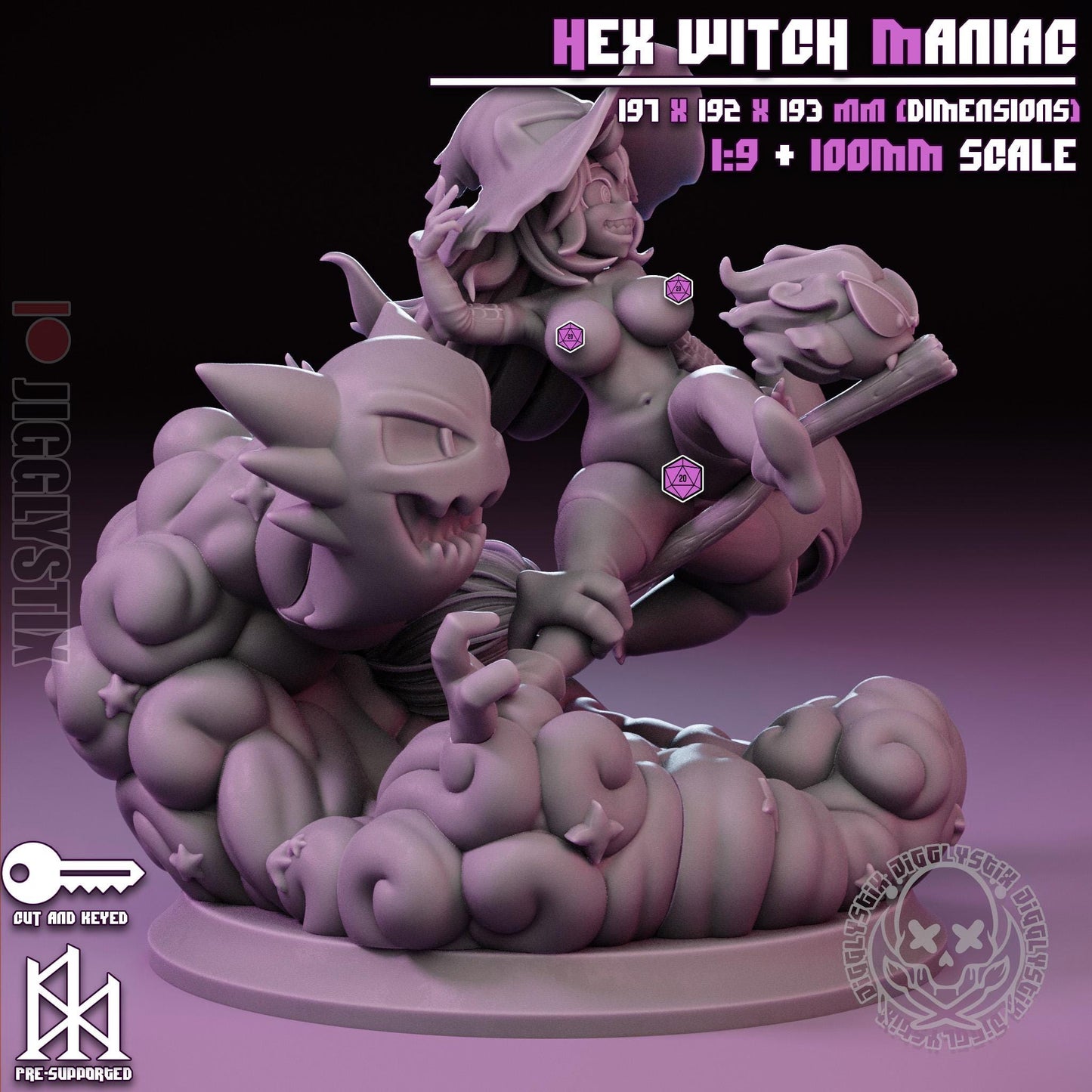 Hex Witch Maniac Miniature - by Jigglystix