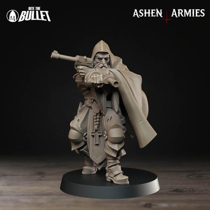 Sanctified Legion Sniper Priest Pistols Miniature - Ashen Armies by Bite the Bullet
