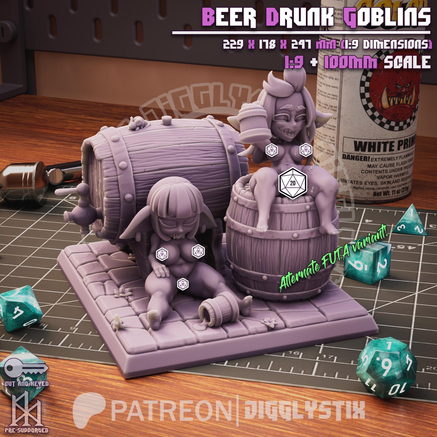 Beer Drunk Goblins Miniature Diorama - by Jigglystix