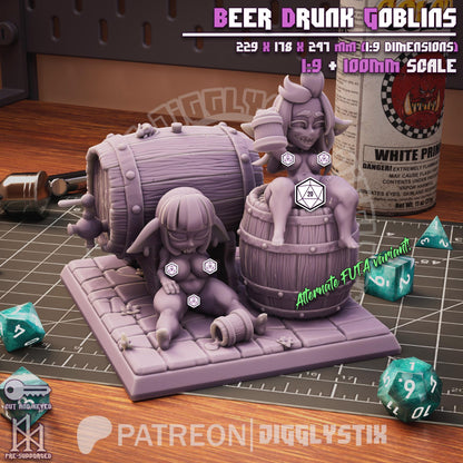 Beer Drunk Goblins Miniature Diorama - by Jigglystix