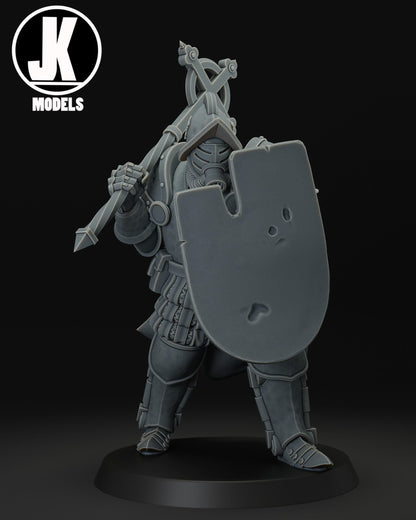 Papal Heavy Infantry Mace Shield Miniature - JK Remo Models