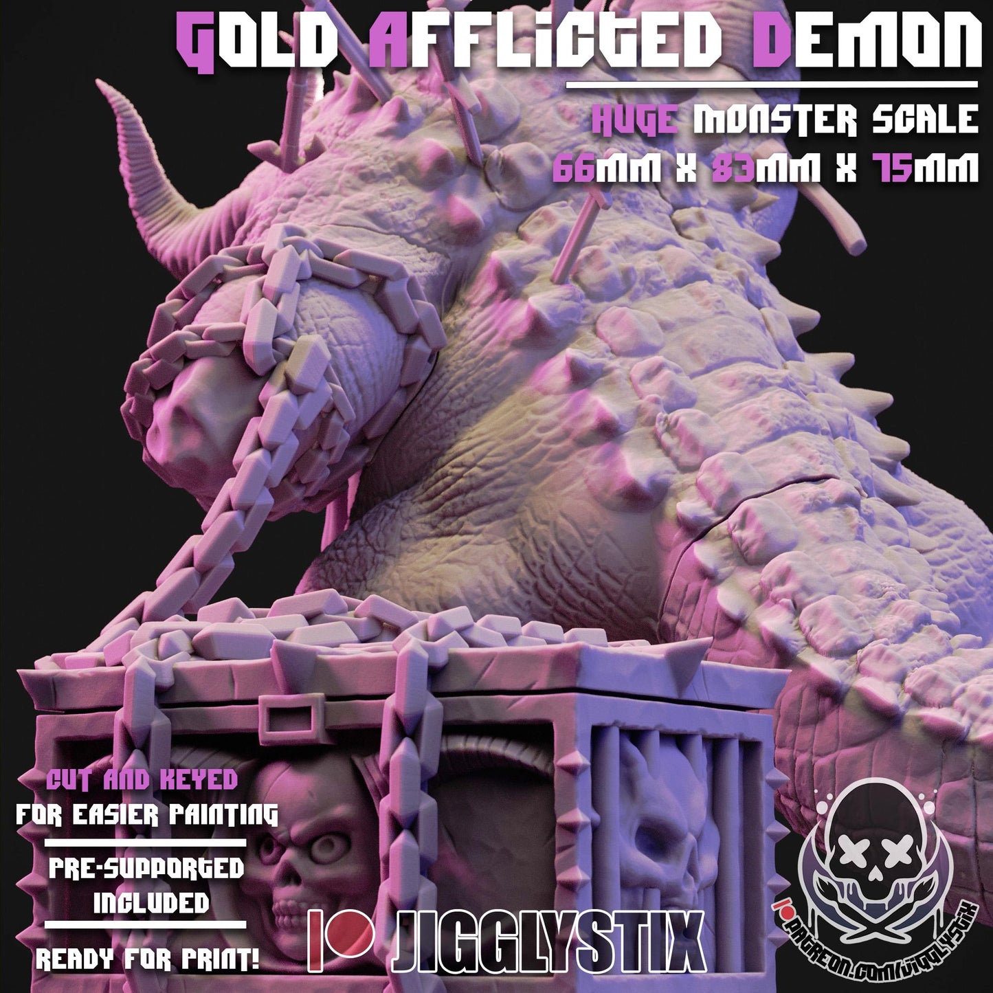 Gold Afflicted Demon Miniature - by Jigglystix