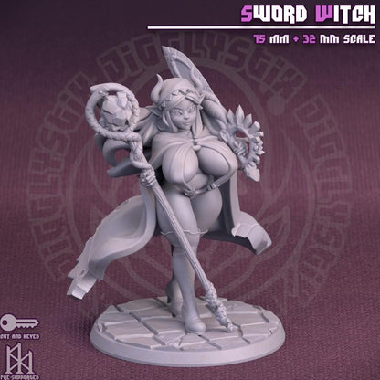 Thicc Sword Witch Miniature - by Jigglystix