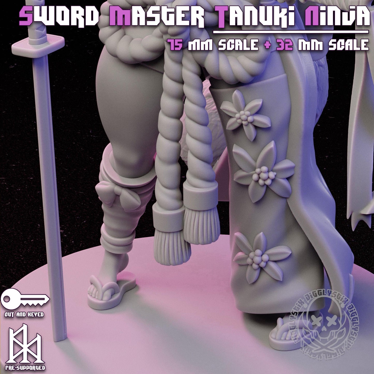 Sword Master Tanuki Ninja Miniature - by Jigglystix