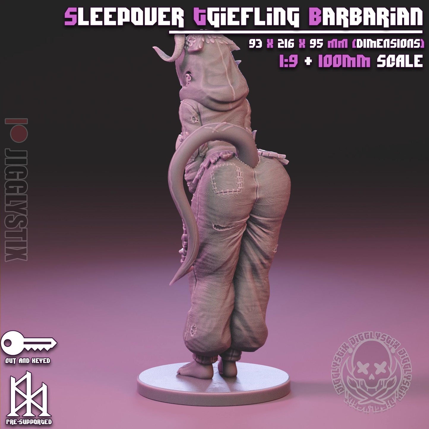 Sleepover Tiefling Barbarian Miniature - by Jigglystix