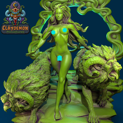 Megaris the Lion Mistress Miniature - by Claydemon Miniatures