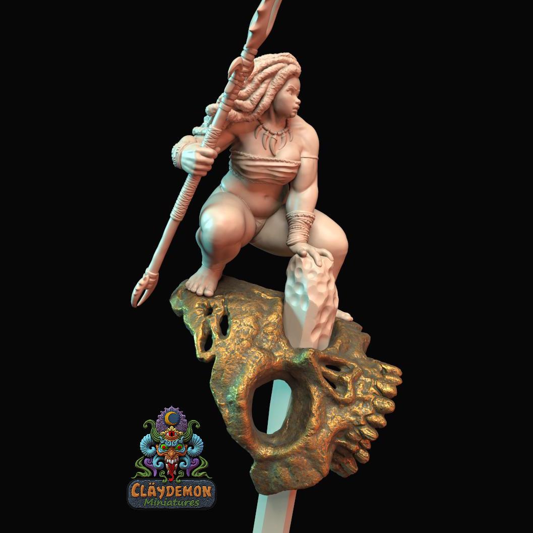Kanake the Island Warrior Woman Miniature - by Claydemon Miniatures