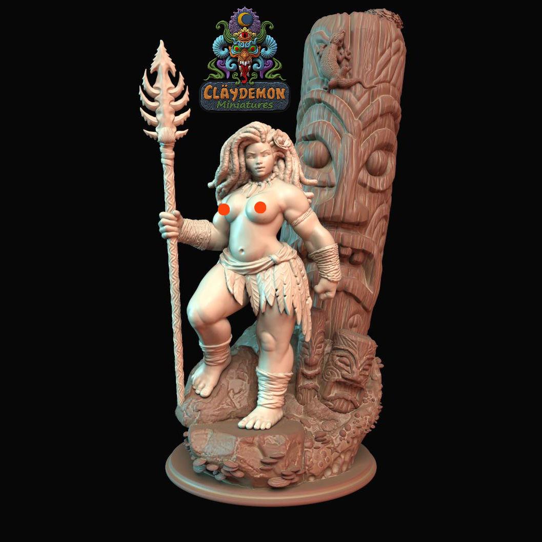 Tehana the Island Warrior Woman Miniature - by Claydemon Miniatures