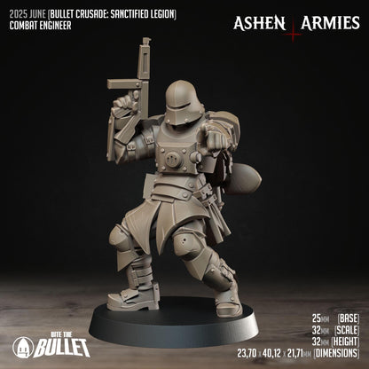 Sanctified Legion Combat Engineer Miniature - Ashen Armies by Bite the Bullet