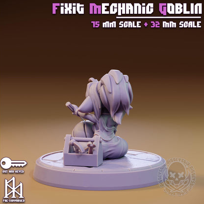 Fixit Mechanic Goblin Miniature - by Jigglystix
