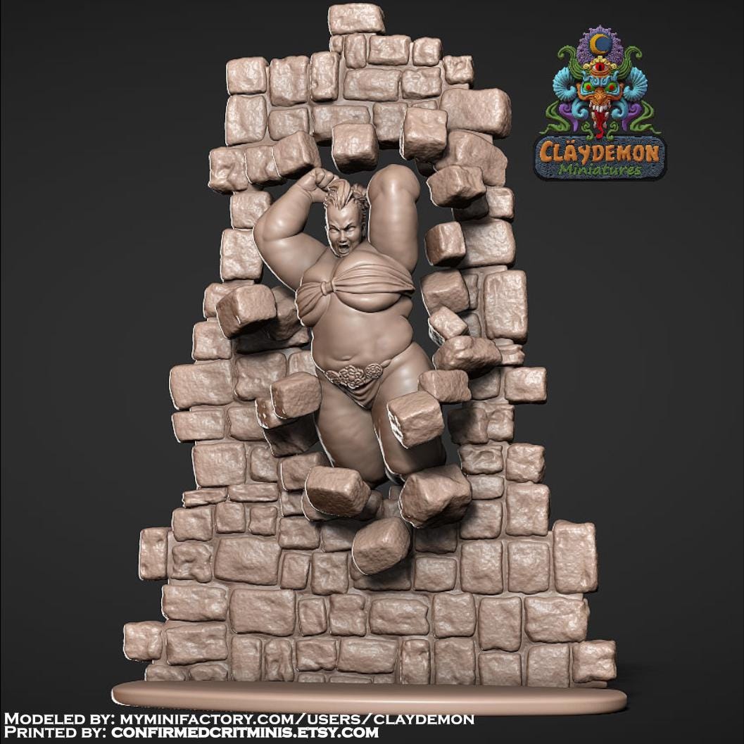 Wallbreaker Woman Miniature - by Claydemon Miniatures