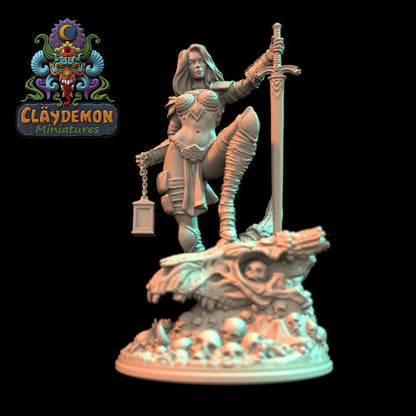 Dreeina the Dragonslayer Miniature - by Claydemon Miniatures