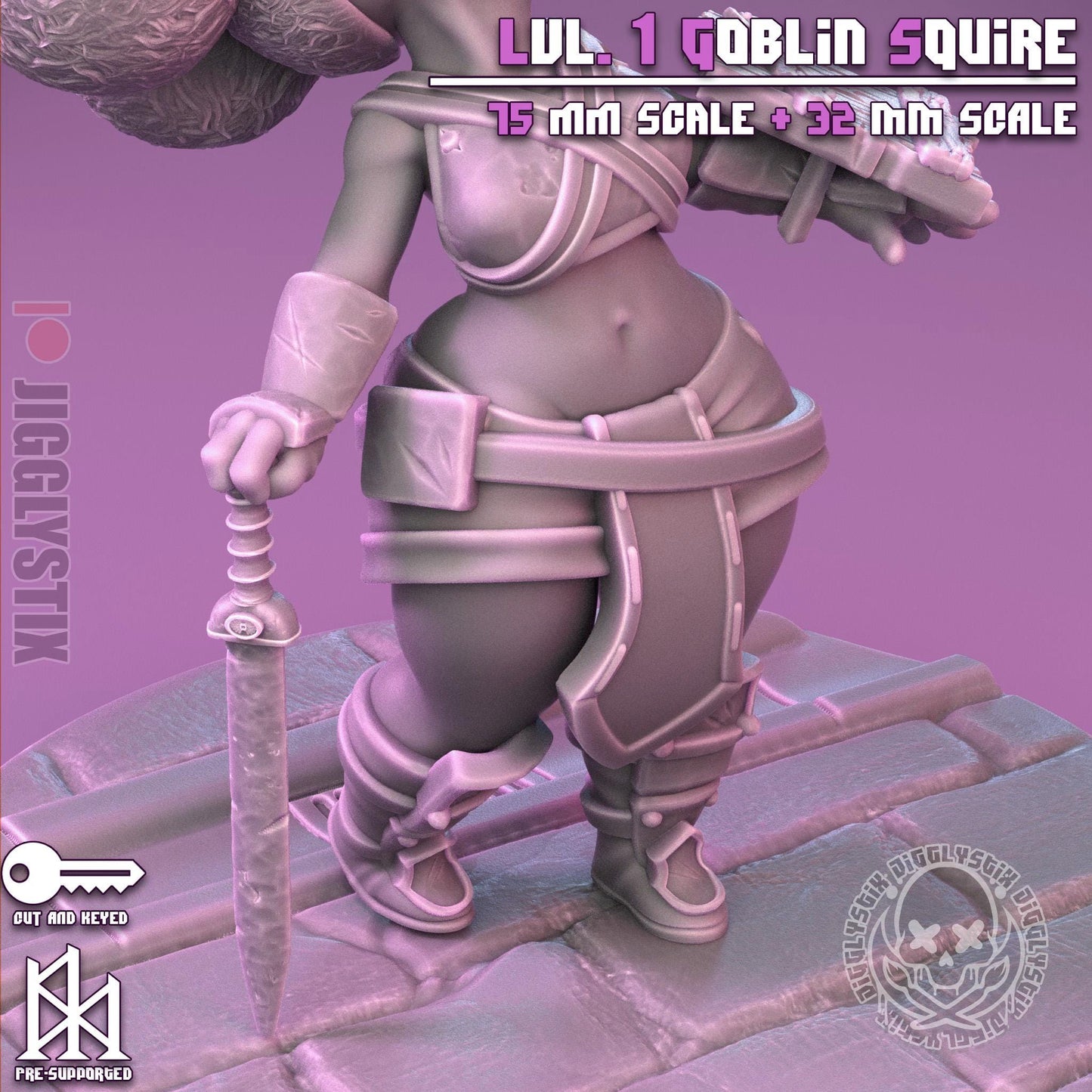 Lvl 1 Goblin Squire Miniature - by Jigglystix