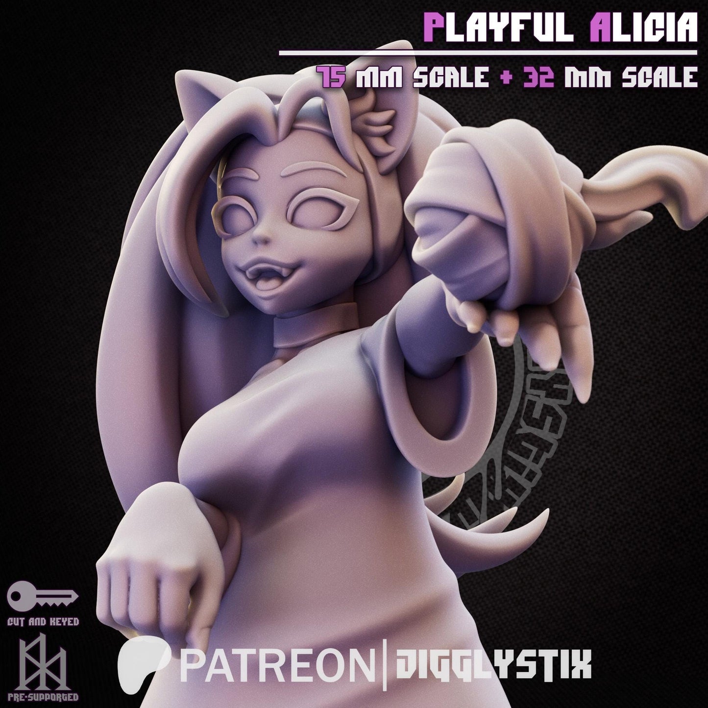 Playful Catgirl Alicia Miniature - by Jigglystix
