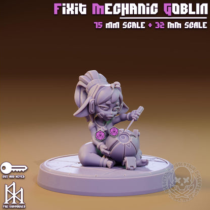 Fixit Mechanic Goblin Miniature - by Jigglystix