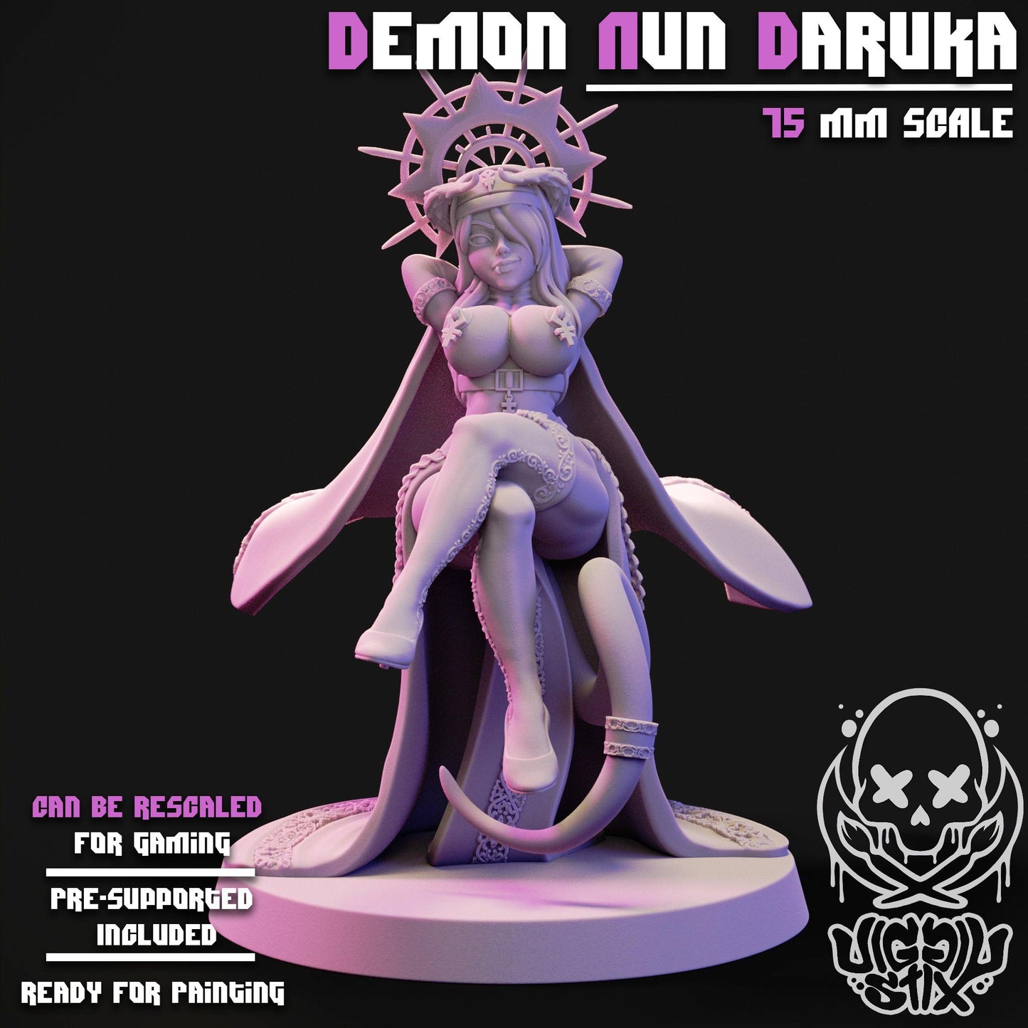 Demon Nun Daruka Miniature - by Jigglystix