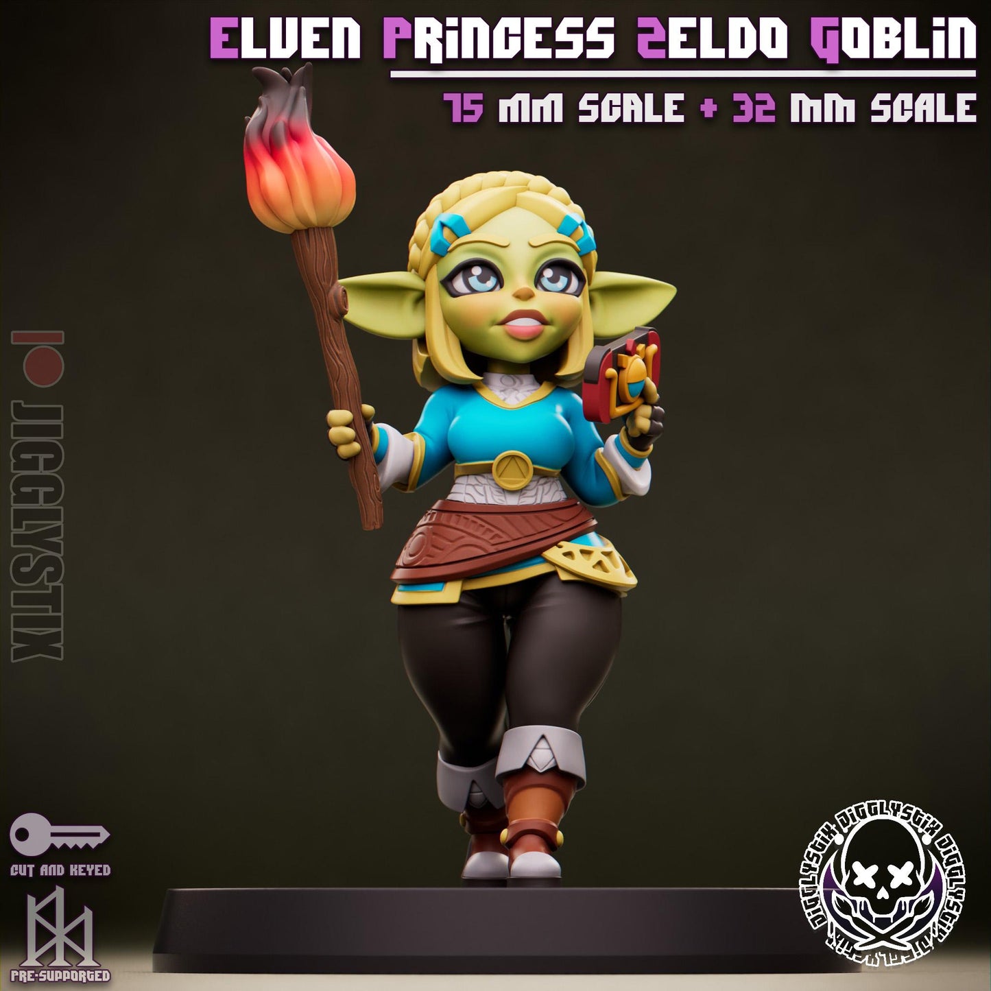 Elven Princess Zeldo Goblin Miniature - by Jigglystix