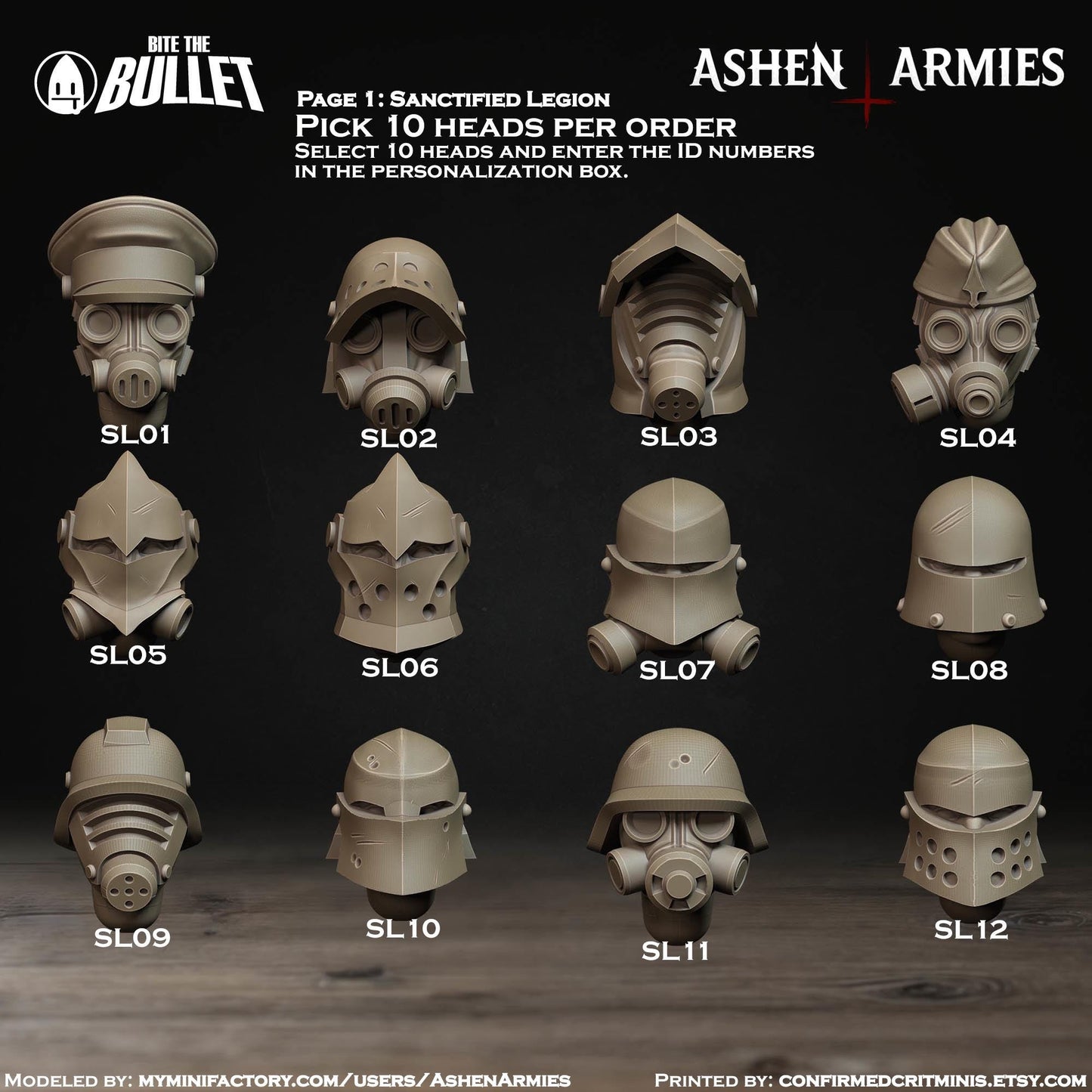Kitbash Heads for Grimdark Trench Warfare - Ashen Armies by Bite the Bullet