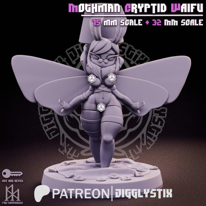 Mothman Cryptid Waifu Miniature - by Jigglystix