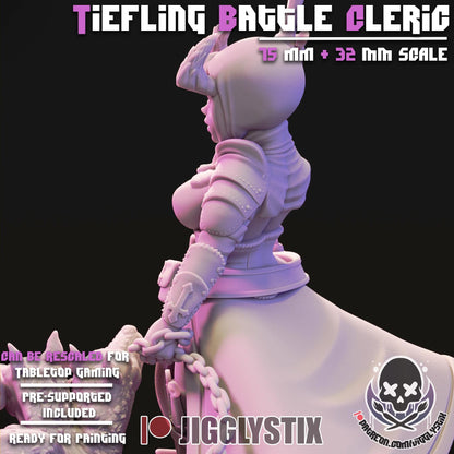 Tiefling Battle Cleric Miniature - by Jigglystix