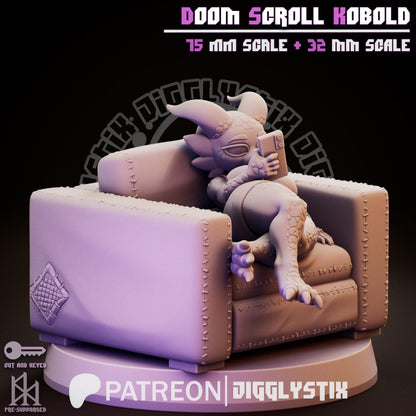 Doom Scroll Kobold Girl Miniature - by Jigglystix
