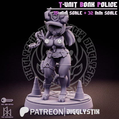 Tiefling Cop T-Unit Bonk Police Miniature - by Jigglystix