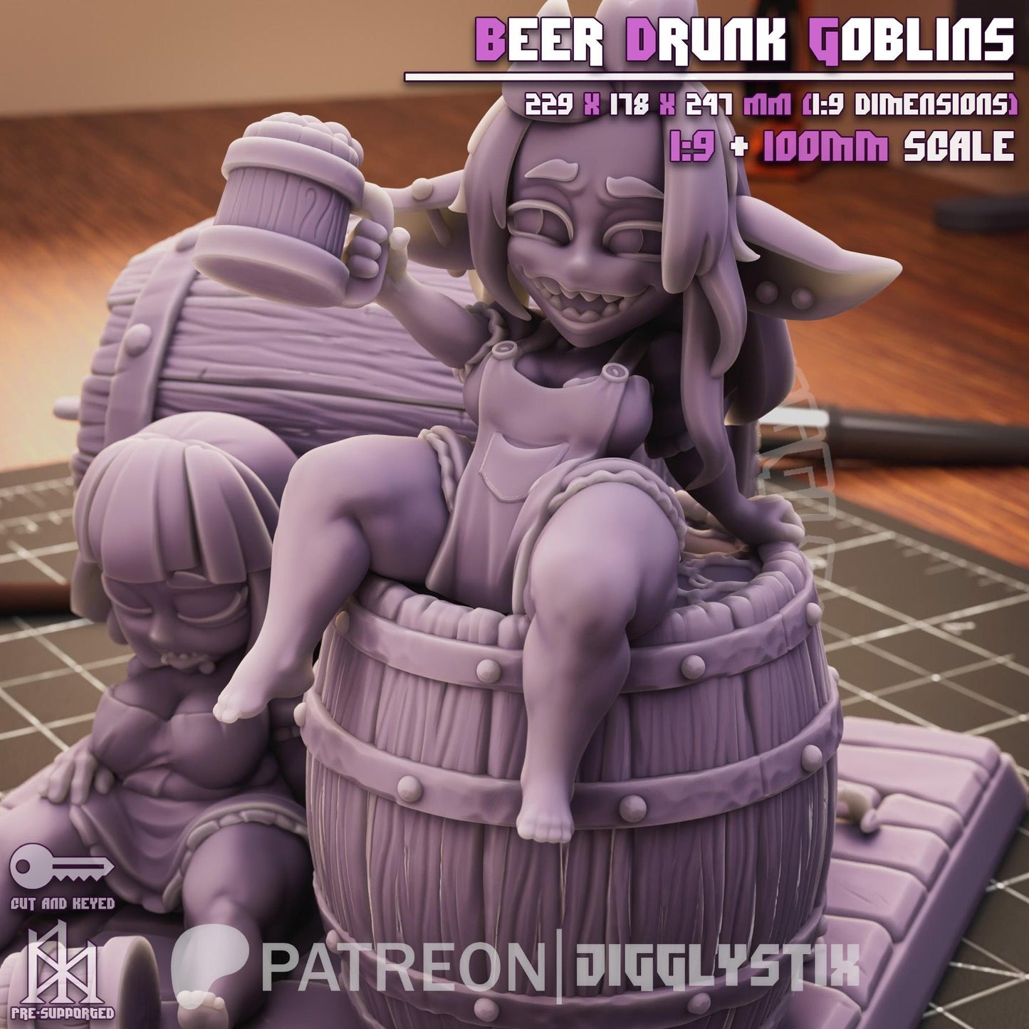 Beer Drunk Goblins Miniature Diorama - by Jigglystix