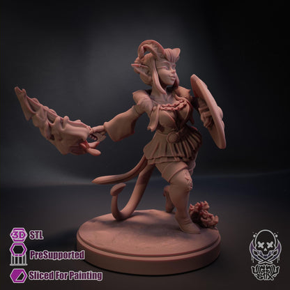 Fire Dancer Tiefling Miniature - by Jigglystix