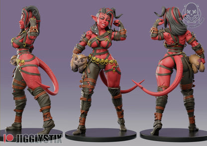 Infernal Tiefling Barbarian Miniature - by Jigglystix