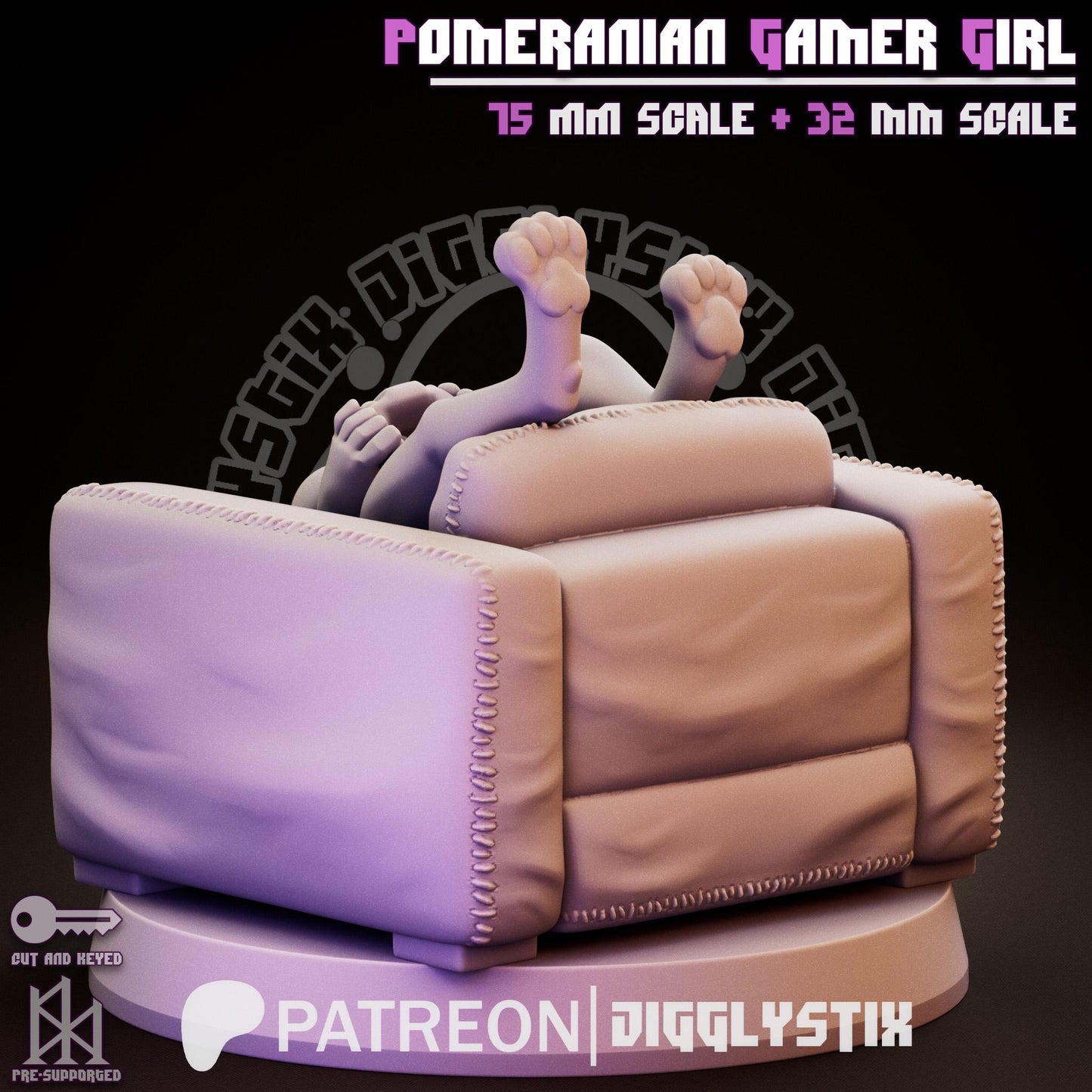 Pomeranian Gamer Girl Miniature - by Jigglystix