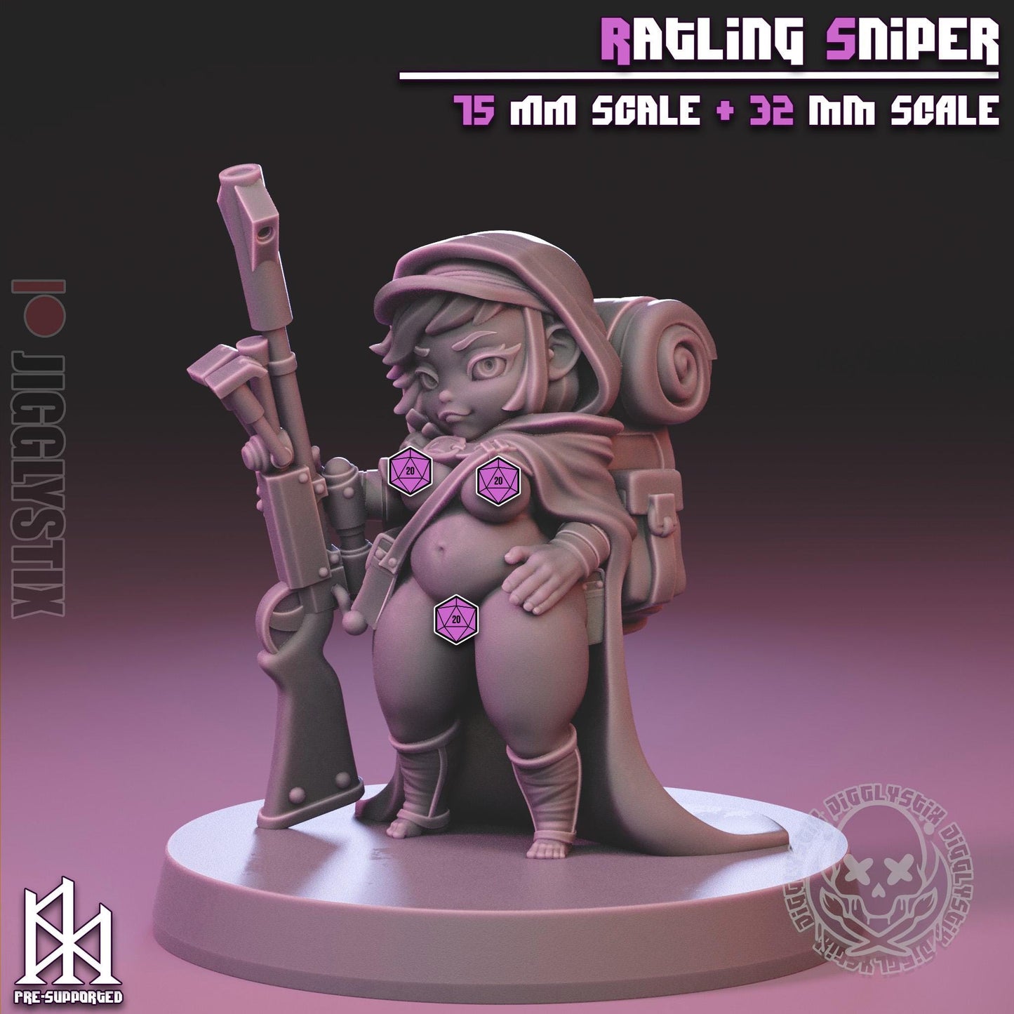 Ratling Sniper Miniature - by Jigglystix