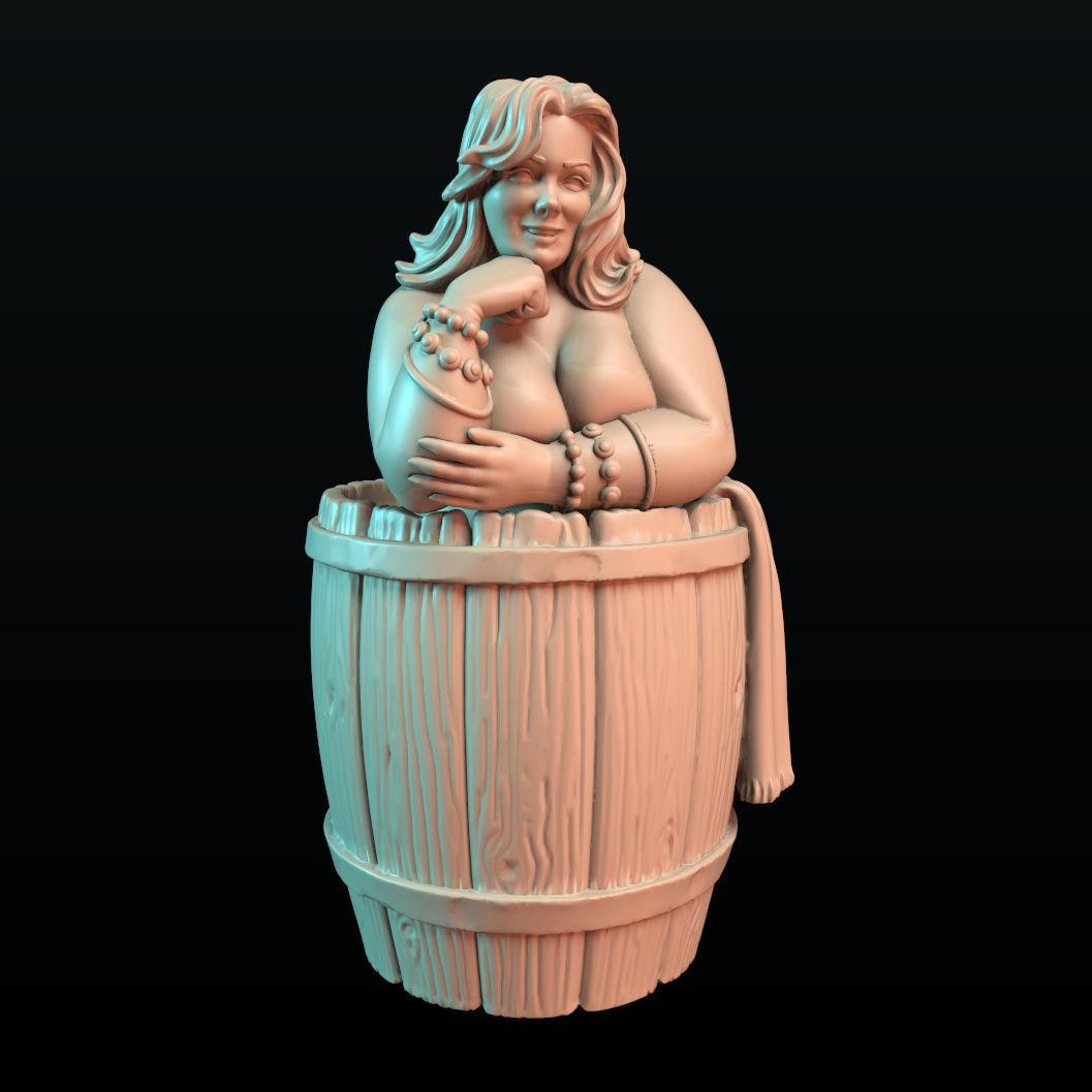 Tana the Bathing Woman Miniature - by Claydemon Miniatures