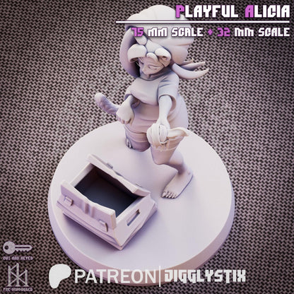 Playful Catgirl Alicia Miniature - by Jigglystix