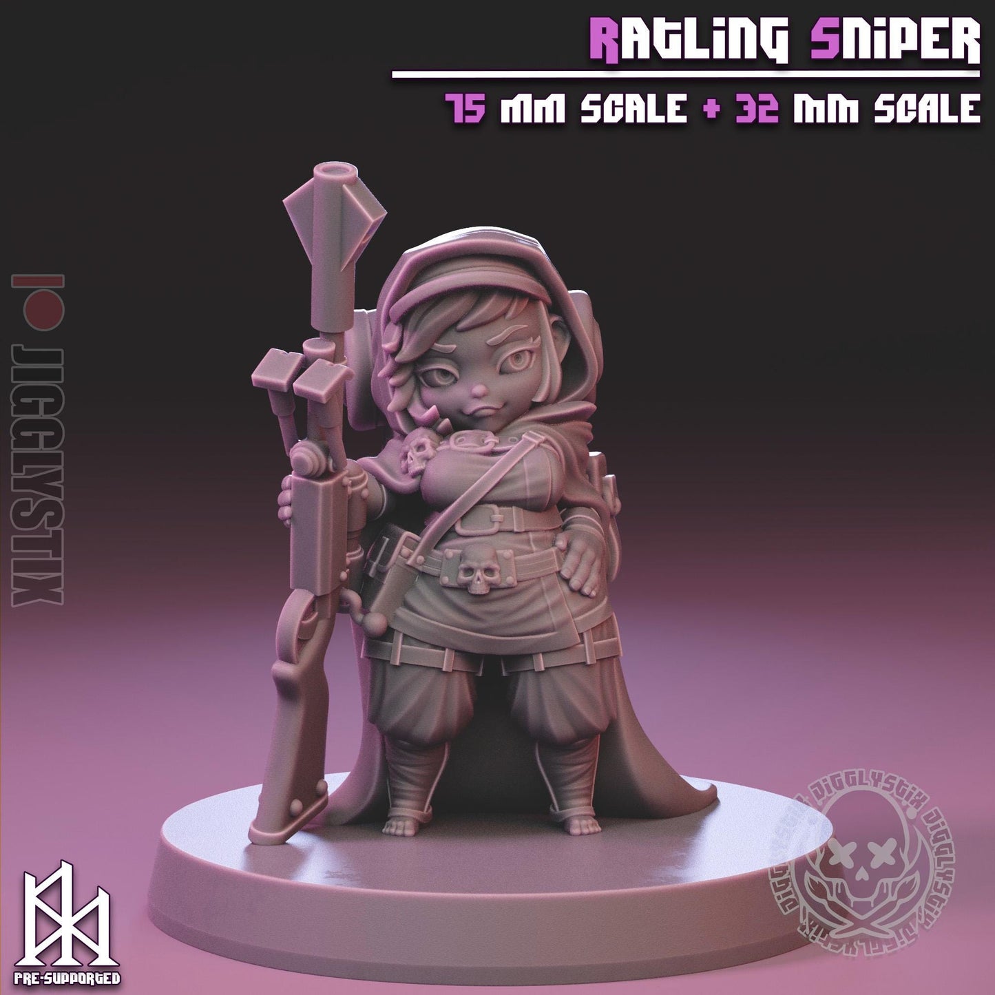 Ratling Sniper Miniature - by Jigglystix