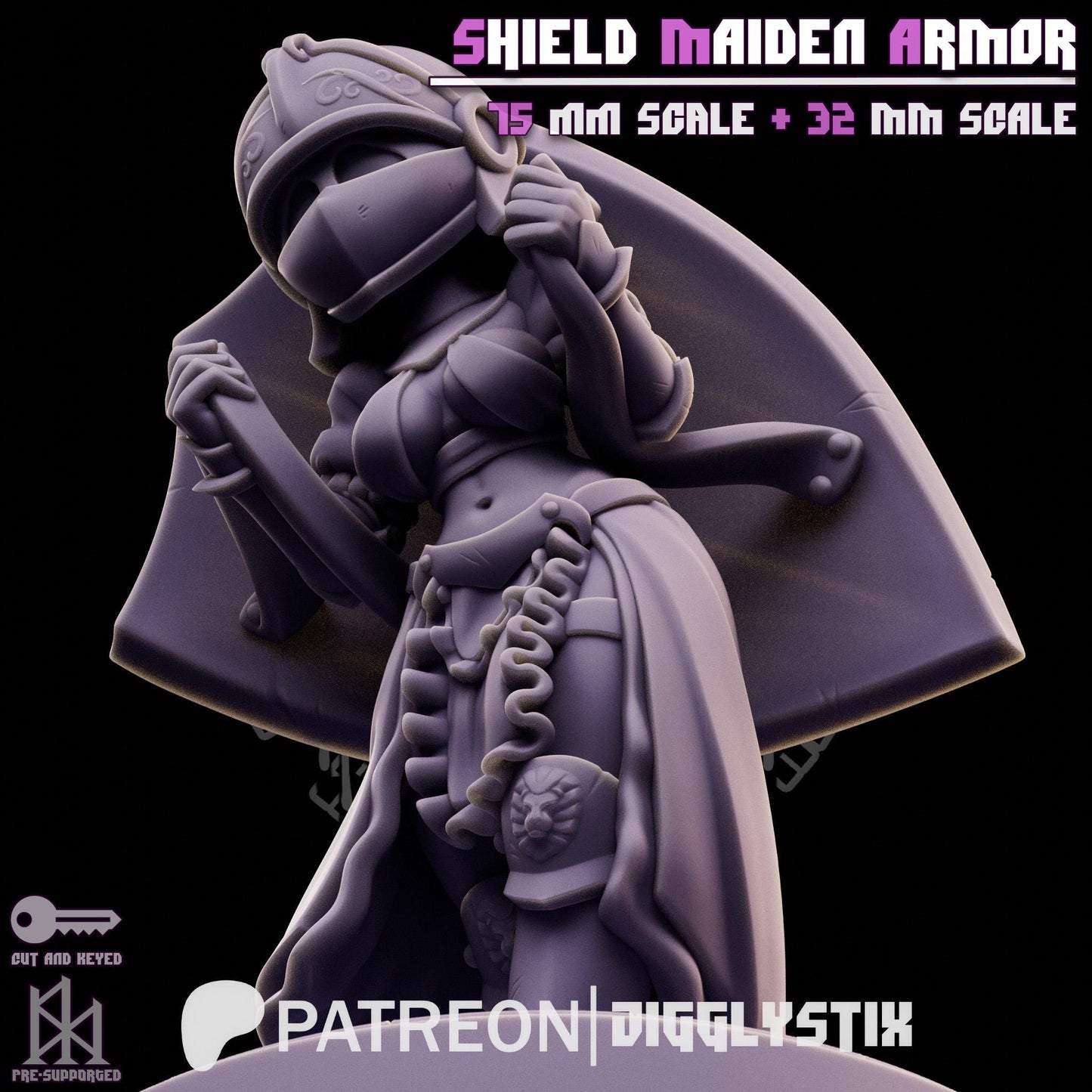 Shield Maiden Impractical Armor Miniature - by Jigglystix