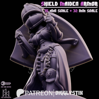 Shield Maiden Impractical Armor Miniature - by Jigglystix