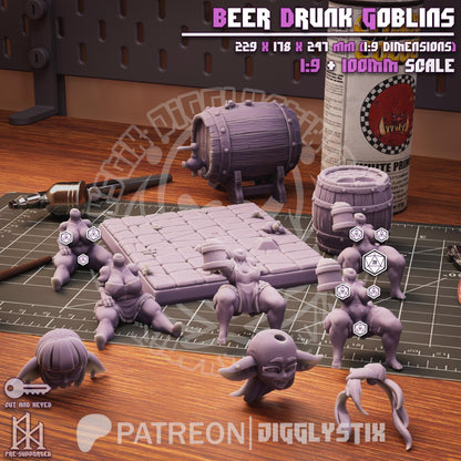 Beer Drunk Goblins Miniature Diorama - by Jigglystix