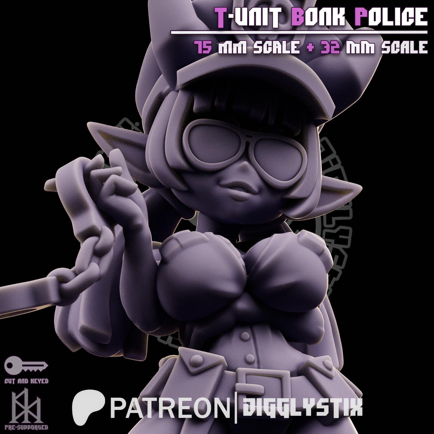 Tiefling Cop T-Unit Bonk Police Miniature - by Jigglystix