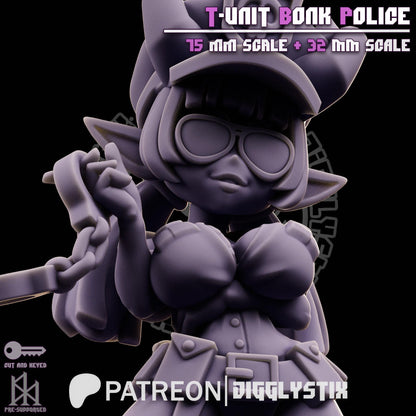 Tiefling Cop T-Unit Bonk Police Miniature - by Jigglystix