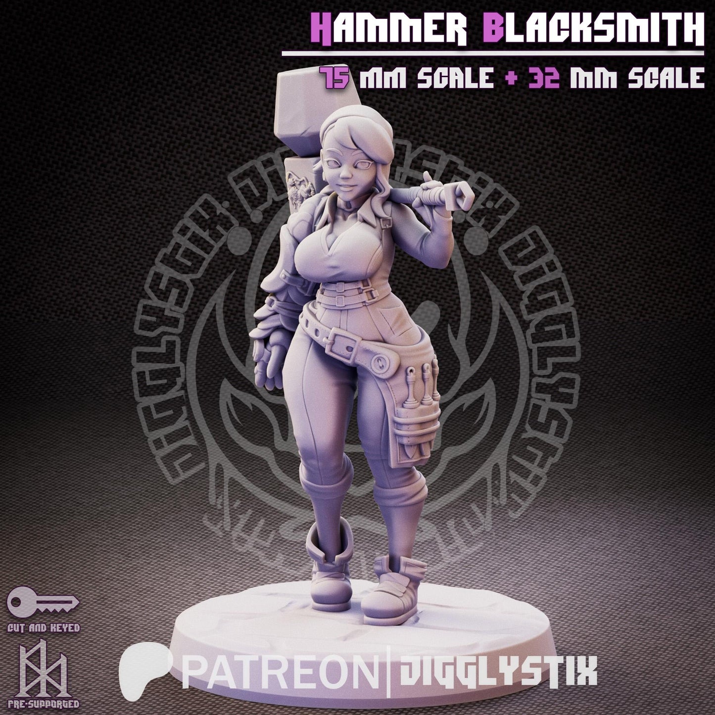Hammer Blacksmith Miniature - by Jigglystix
