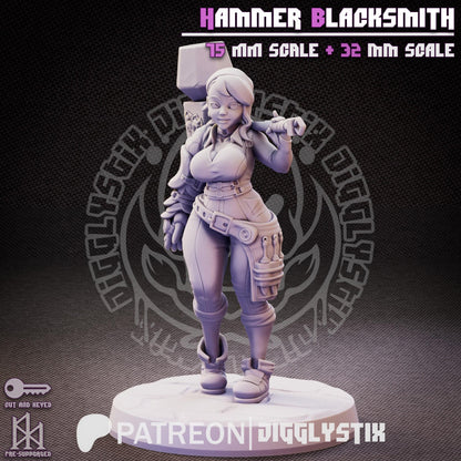 Hammer Blacksmith Miniature - by Jigglystix