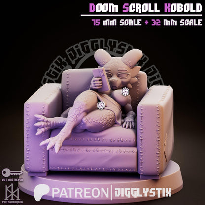Doom Scroll Kobold Girl Miniature - by Jigglystix